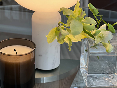 キャンドルとチューリップと写真